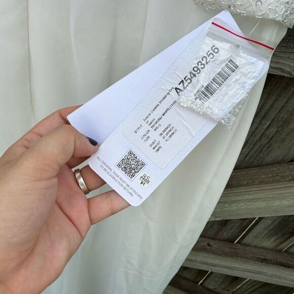 NWT Azazie Violette Diamond White Maxi Wedding Dress - Picture 8 of 8